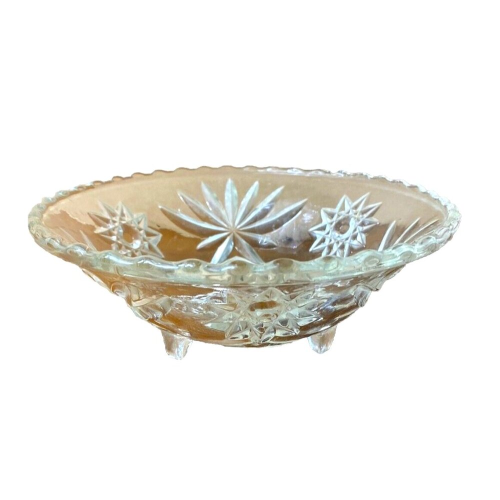 Vintage Anchor Hocking 3 Footed Candy Dish 6.5” Early American Prescut